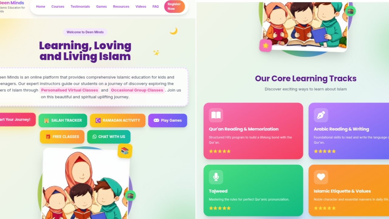 Deenminds Website Mockup